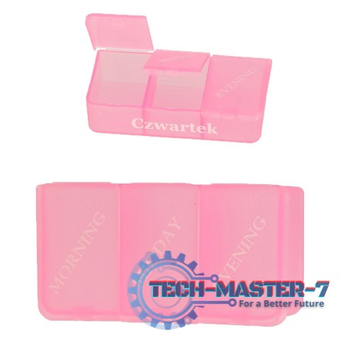 Pudełko organizer na leki na tabletki kasetka 7 dni 3 pory dnia 4 języki Pudełko organizer na leki na tabletki kasetka 7 dni 3 pory dnia 4 języki