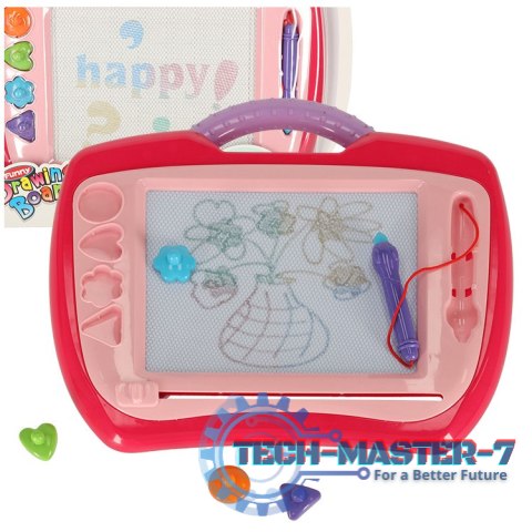 Tablica magnetyczna tablet do rysowania znikopis stempelki różowy XL