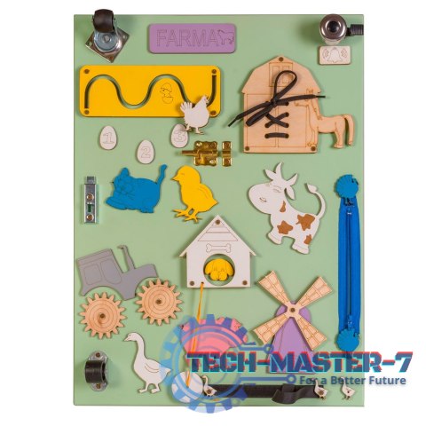 Tablica manipulacyjna drewniana dwustronna farma zielona 28 x 37,5 x 50 cm