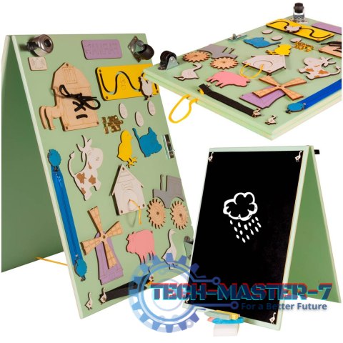 Tablica manipulacyjna drewniana dwustronna farma zielona 28 x 37,5 x 50 cm Tablica manipulacyjna drewniana dwustronna farma zielona 28 x 37,5 x 50 cm