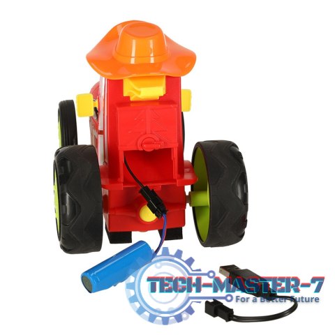 Traktor ciągnik zdalnie sterowany na pilota RC skaczący tańczący dźwięk czerwony Traktor ciągnik zdalnie sterowany na pilota RC skaczący tańczący dźwięk czerwony