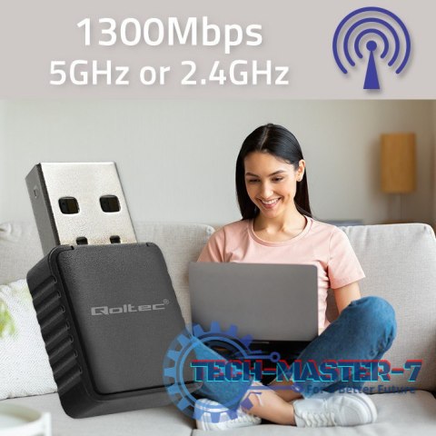 Adapter bezprzewodowy Ultra szybki DUAL mini WiFi 2 x 2dBi Standard AC | 1300Mbps Adapter bezprzewodowy Ultra szybki DUAL mini WiFi 2 x 2dBi Standard AC | 1300Mbps