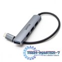 HUB USB-C; 3x USB-A 2.0 1x USB-A 5 Gbps Aluminiowy