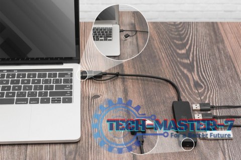 Hub USB 3.0/Koncentrator 4-portowy SlimLine USB A + adapter USB-C 5Gbps, złącze zasilania USB-C Hub USB 3.0/Koncentrator 4-portowy SlimLine USB A + adapter USB-C 5Gbps, złącze zasilania USB-C