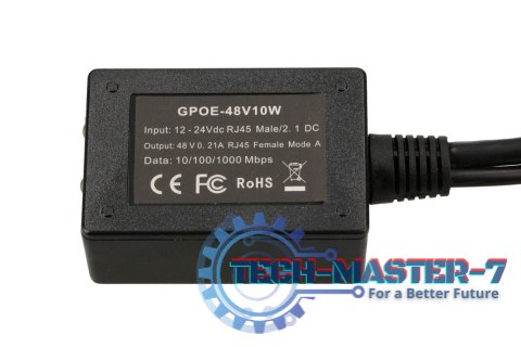 Inwerter PoE 1 portowy wejście 1x1000MB/s RJ45/Jack 10-30V, wyjście 48V Inwerter PoE 1 portowy wejście 1x1000MB/s RJ45/Jack 10-30V, wyjście 48V