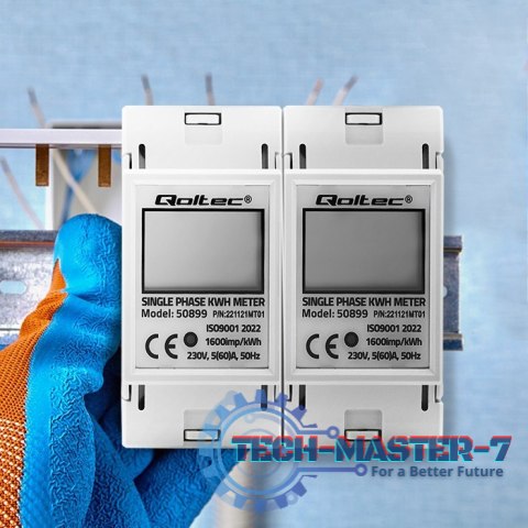 Jednofazowy elektroniczny licznik | miernik zużycia energii na szynę DIN | 230V | LCD | 2P Jednofazowy elektroniczny licznik | miernik zużycia energii na szynę DIN | 230V | LCD | 2P