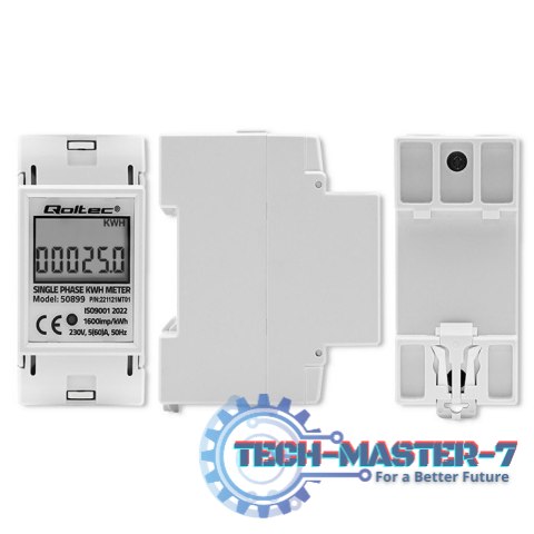 Jednofazowy elektroniczny licznik | miernik zużycia energii na szynę DIN | 230V | LCD | 2P Jednofazowy elektroniczny licznik | miernik zużycia energii na szynę DIN | 230V | LCD | 2P