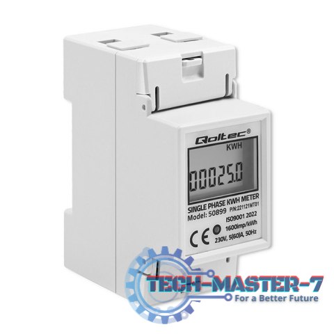 Jednofazowy elektroniczny licznik | miernik zużycia energii na szynę DIN | 230V | LCD | 2P Jednofazowy elektroniczny licznik | miernik zużycia energii na szynę DIN | 230V | LCD | 2P