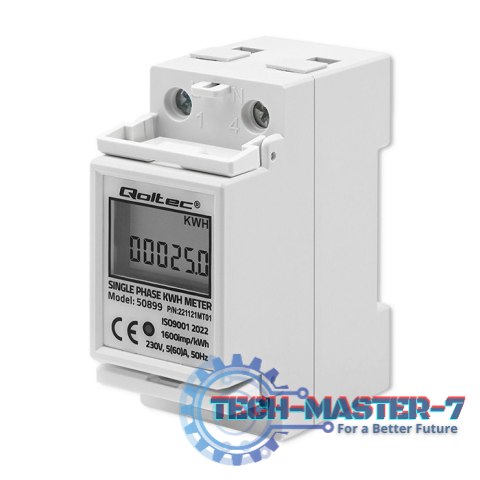 Jednofazowy elektroniczny licznik | miernik zużycia energii na szynę DIN | 230V | LCD | 2P Jednofazowy elektroniczny licznik | miernik zużycia energii na szynę DIN | 230V | LCD | 2P