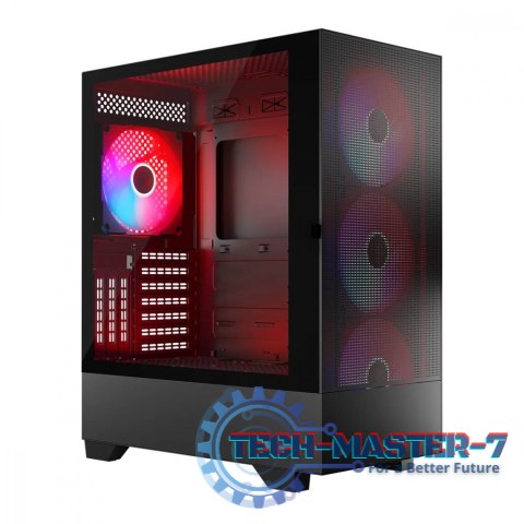 Obudowa komputerowa Siroco ARGB Flow Midi USB 3.0x2+Type-C Czarna Obudowa komputerowa Siroco ARGB Flow Midi USB 3.0x2+Type-C Czarna