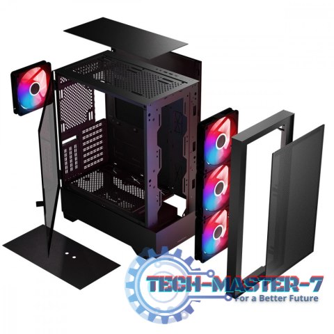 Obudowa komputerowa Siroco ARGB Flow Midi USB 3.0x2+Type-C Czarna Obudowa komputerowa Siroco ARGB Flow Midi USB 3.0x2+Type-C Czarna