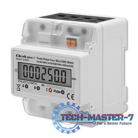 Trójfazowy elektroniczny licznik | miernik zużycia energii na szynę DIN | 400V | LCD | 4P