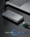 CB-C78 aluminiowy HUB USB-C | 12w1 | RJ45 Ethernet 10/100/1000Mbps | 2xUSB 3.1 | 2xUSB 2.0 | 2xHDMI 4k@30Hz | VGA | SD i microSD
