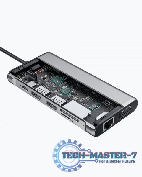 CB-C78 aluminiowy HUB USB-C | 12w1 | RJ45 Ethernet 10/100/1000Mbps | 2xUSB 3.1 | 2xUSB 2.0 | 2xHDMI 4k@30Hz | VGA | SD i microSD CB-C78 aluminiowy HUB USB-C | 12w1 | RJ45 Ethernet 10/100/1000Mbps | 2xUSB 3.1 | 2xUSB 2.0 | 2xHDMI 4k@30Hz | VGA | SD i microSD