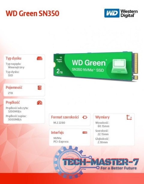 Dysk SSD Green 2TB M.2 2280 SN350 NVMe PCIe Dysk SSD Green 2TB M.2 2280 SN350 NVMe PCIe