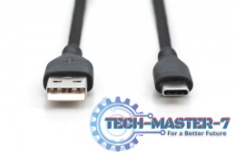 Kabel zasilający silikonowy USB-A - USB-C, USB 2.0 60W, 2m Czarny