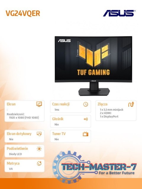 Monitor 24 cale VG24VQER 2xHDMI DisplayPort czarny 1ms Monitor 24 cale VG24VQER 2xHDMI DisplayPort czarny 1ms