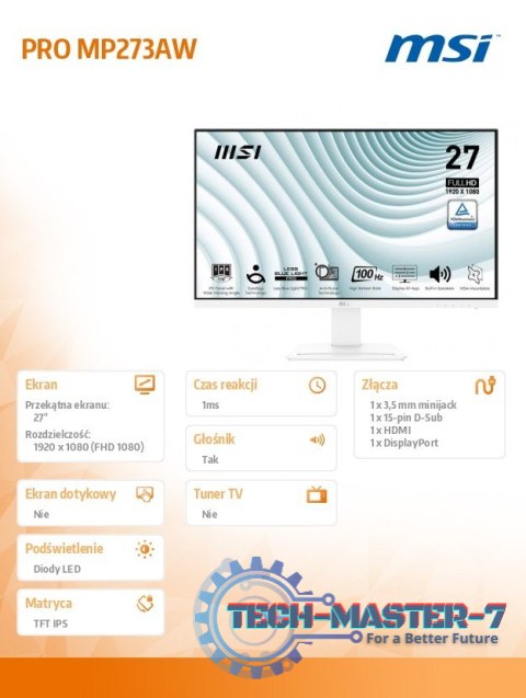 Monitor PRO MP273AW 27 cali LED/FHD/Flat/100Hz/White Monitor PRO MP273AW 27 cali LED/FHD/Flat/100Hz/White