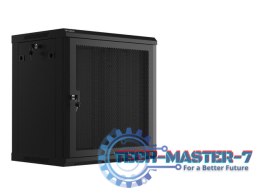 Szafa wisząca 19 cali 12U 600x450 drzwi perforowane (flat pack) czarna