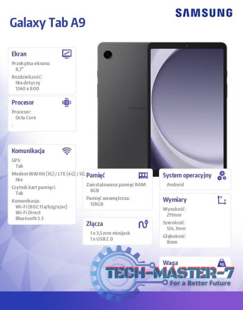 Tablet Tab A9 X110 8,7 Wifi 8/128GB Szary Tablet Tab A9 X110 8,7 Wifi 8/128GB Szary