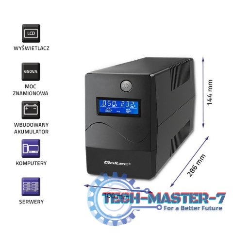 Zasilacz awaryjny UPS | Monolith | 650VA | 360W | LCD | USB | RJ45 Zasilacz awaryjny UPS | Monolith | 650VA | 360W | LCD | USB | RJ45