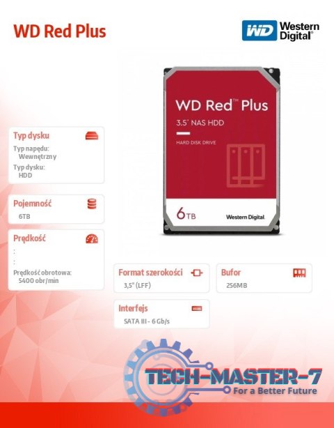 Dysk 3,5 cala WD Red Plus 6TB CMR 256MB/5400RPM Dysk 3,5 cala WD Red Plus 6TB CMR 256MB/5400RPM