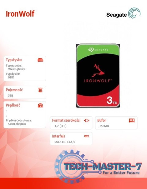 Dysk IronWolf 3TB 3.5'' 256MB ST3000VN006 Dysk IronWolf 3TB 3.5'' 256MB ST3000VN006