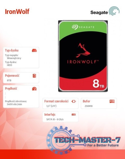 Dysk IronWolf 8TB 3,5 256MB ST8000VN002 Dysk IronWolf 8TB 3,5 256MB ST8000VN002