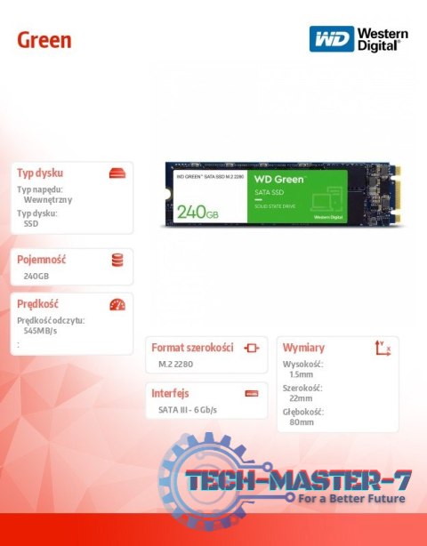 Dysk SSD Green 240GB SATA M.2 2280 WDS240G3G0B Dysk SSD Green 240GB SATA M.2 2280 WDS240G3G0B