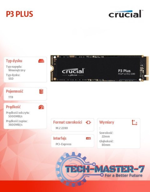 Dysk SSD P3 PLUS 1TB M.2 NVMe 2280 PCIe 4.0 5000/3600 Dysk SSD P3 PLUS 1TB M.2 NVMe 2280 PCIe 4.0 5000/3600