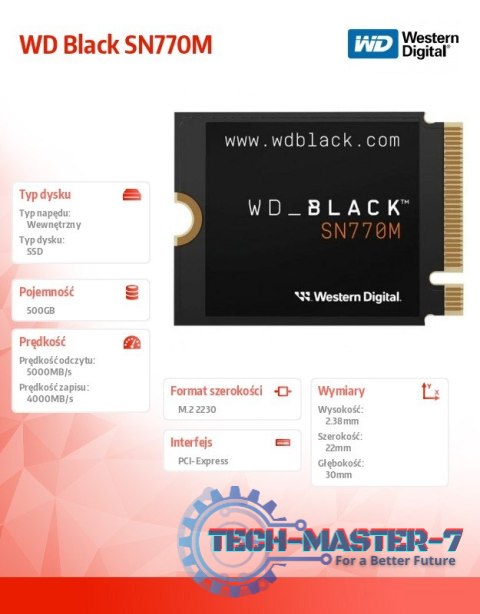 Dysk SSD WD Black 500GB SN770M M2 2230 Dysk SSD WD Black 500GB SN770M M2 2230