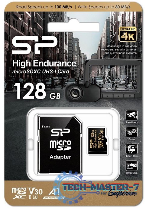 Karta pamięci microSDXC High Endurance 128GB V30 UHS-1 U3 A1 24/7 + ADAPTER microSD-SD Karta pamięci microSDXC High Endurance 128GB V30 UHS-1 U3 A1 24/7 + ADAPTER microSD-SD