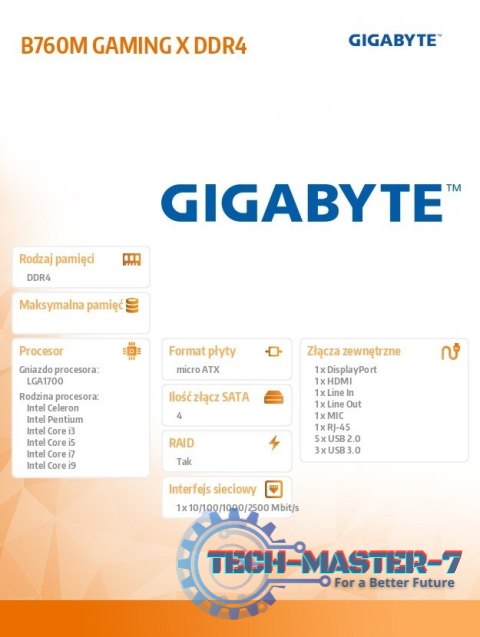 Płyta główna B760M GAMING X DDR4 s1700 DDR4 DP/HDMI mATX Płyta główna B760M GAMING X DDR4 s1700 DDR4 DP/HDMI mATX