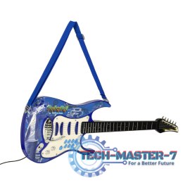 Gitara elektryczna rockowa ze wzmacniaczem mikrofonem dla dzieci niebieska