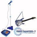 Gitara elektryczna rockowa ze wzmacniaczem mikrofonem dla dzieci niebieska