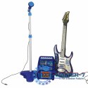 Gitara elektryczna rockowa ze wzmacniaczem mikrofonem dla dzieci niebieska