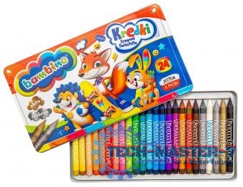 Kredki w metalowym pudełku 24 kolory + temperówka BAMBINO Kredki w metalowym pudełku 24 kolory + temperówka BAMBINO
