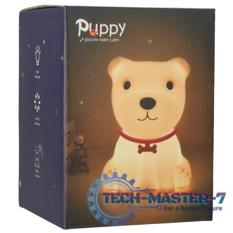 Lampka nocna dla dzieci silikonowa dotykowa miękka 8 LED USB RGB biała piesek Lampka nocna dla dzieci silikonowa dotykowa miękka 8 LED USB RGB biała piesek