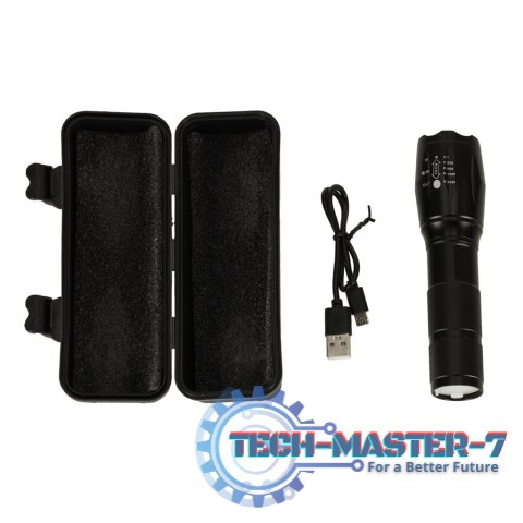 Latarka taktyczna wojskowa 800 lumenów LED ZOOM mocna USB akumulator Latarka taktyczna wojskowa 800 lumenów LED ZOOM mocna USB akumulator