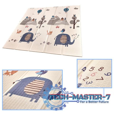 Mata edukacyjna piankowa dwustronna składana słonie las 180 x 200 cm Mata edukacyjna piankowa dwustronna składana słonie las 180 x 200 cm