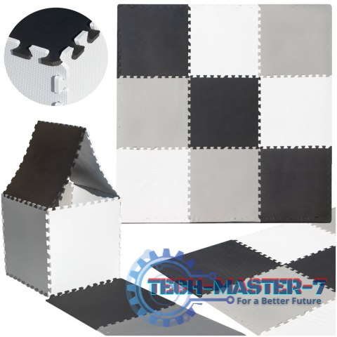 Mata edukacyjna piankowa puzzle szara 180 x 180 cm 9 elementów
