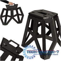 Taboret składany krzesełko turystyczne kempingowe przenośne 40 cm czarny