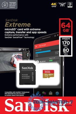 Karta pamięci Extreme microSDXC 64GB 170/80 MB/s A2 V30 U3