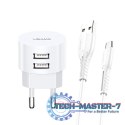 Ładowarka sieciowa T20 2xUSB 2,1A Kabel USB-C