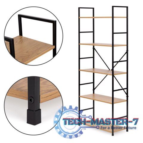 Regał drewniany szeroki nowoczesny LOFT 5 półek ModernHome ModernHome Regał drewniany szeroki nowoczesny LOFT 5 półek ModernHome ModernHome