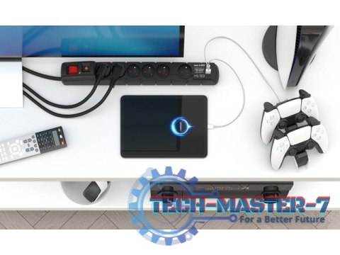 Listwa zasilająca S6 USB A+C 3M 6X 230V PD3.0 QC Czarna Listwa zasilająca S6 USB A+C 3M 6X 230V PD3.0 QC Czarna