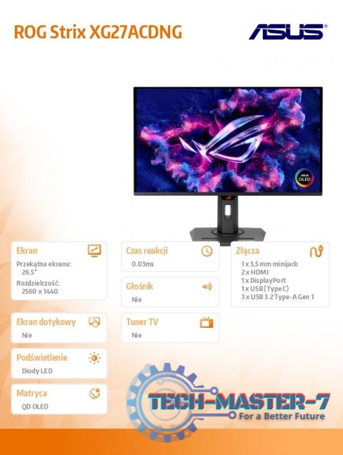 Monitor 27 cali XG27ACDNG OLED HDMI DP USB 360Hz Monitor 27 cali XG27ACDNG OLED HDMI DP USB 360Hz