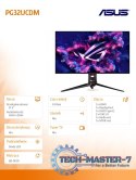 Monitor 31.5 cala PG32UCDM QD-OLED 4K 240Hz 0.03ms DP HDMIx2 USB-C USBx3 Regulacja wysokości H:0-80mm