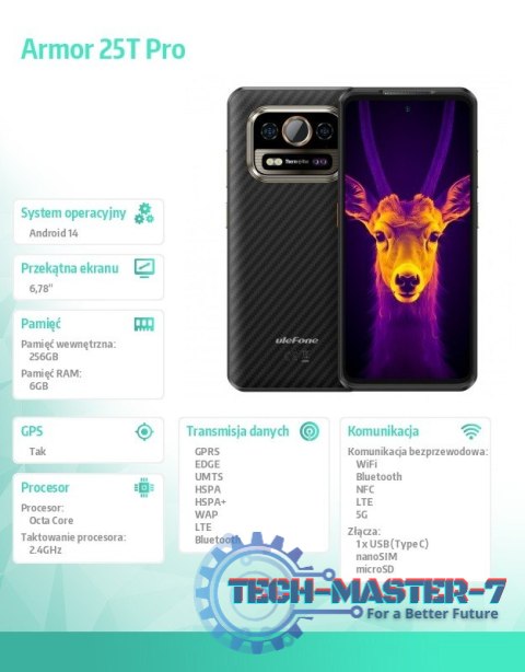 Smartfon Armor 25T Pro 5G 6/256GB IP69K termowizja czarny Smartfon Armor 25T Pro 5G 6/256GB IP69K termowizja czarny