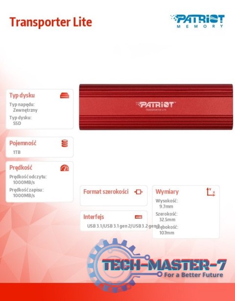 Dysk SSD 1TB Transporter Lite 1000/1000 MB/s Type-C Dysk SSD 1TB Transporter Lite 1000/1000 MB/s Type-C